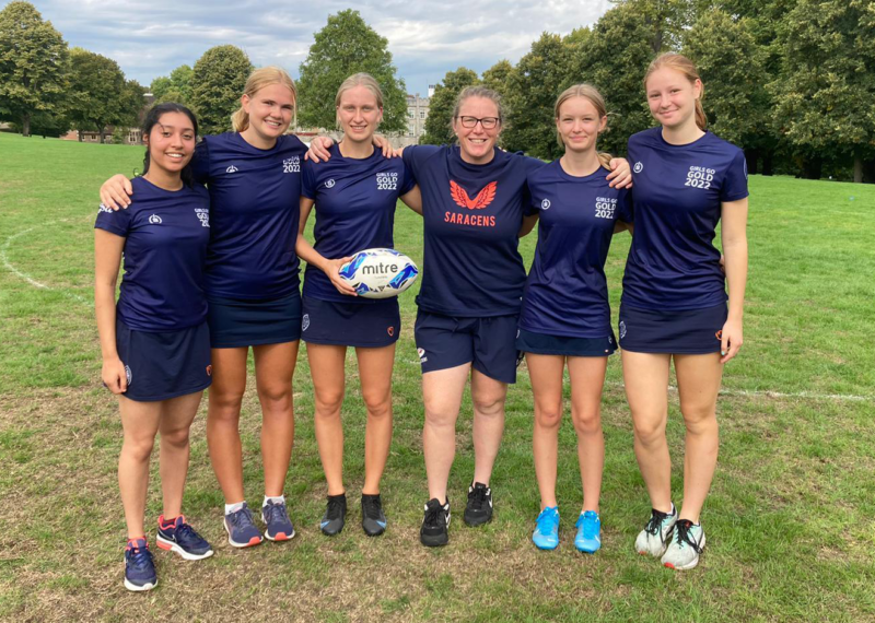 Wycombe Abbey pupils at GSA Girls Go Gold playing rugby