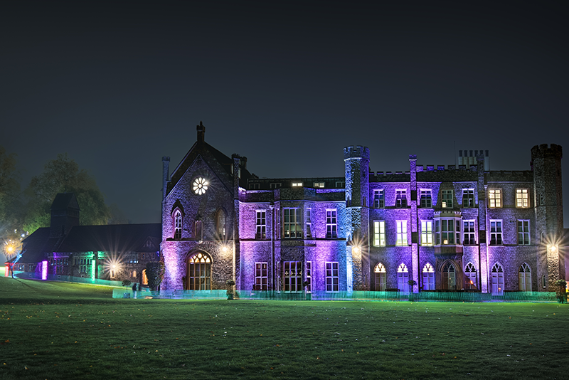 Wycombe Abbey lit up at night