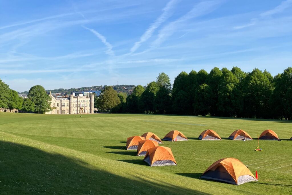 Tents in front of the Abbey.