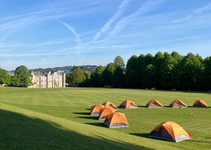 Tents in front of the Abbey.