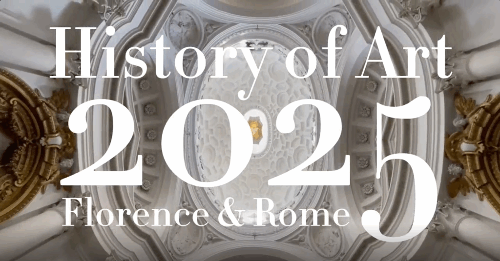 A picture of a chapel ceiling with the text 'History of Art 2025 Florence & Rome'.
