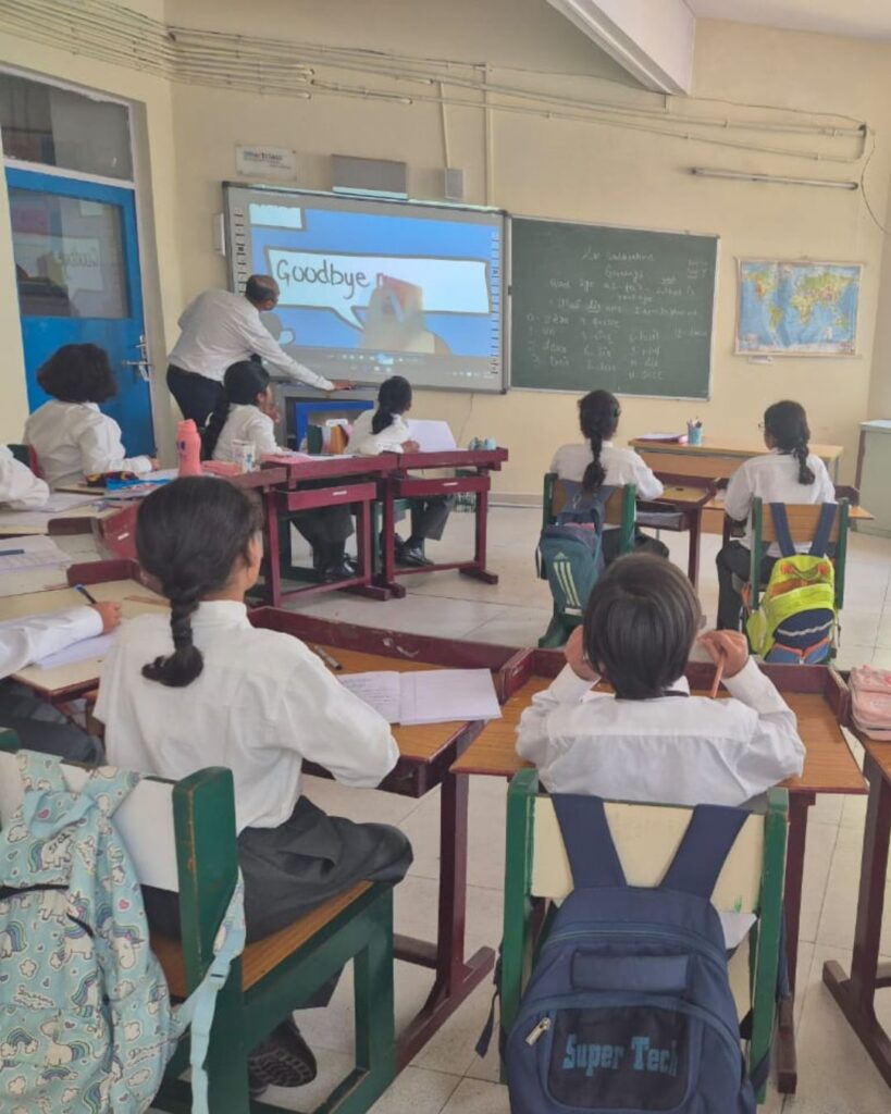 Pupils sat at desks