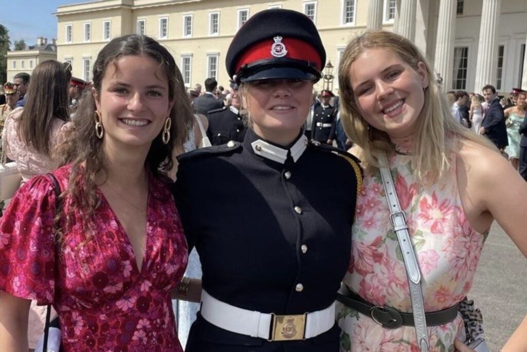 Phoebe and Harriat either side of Amelia at her Commissioning Parade.