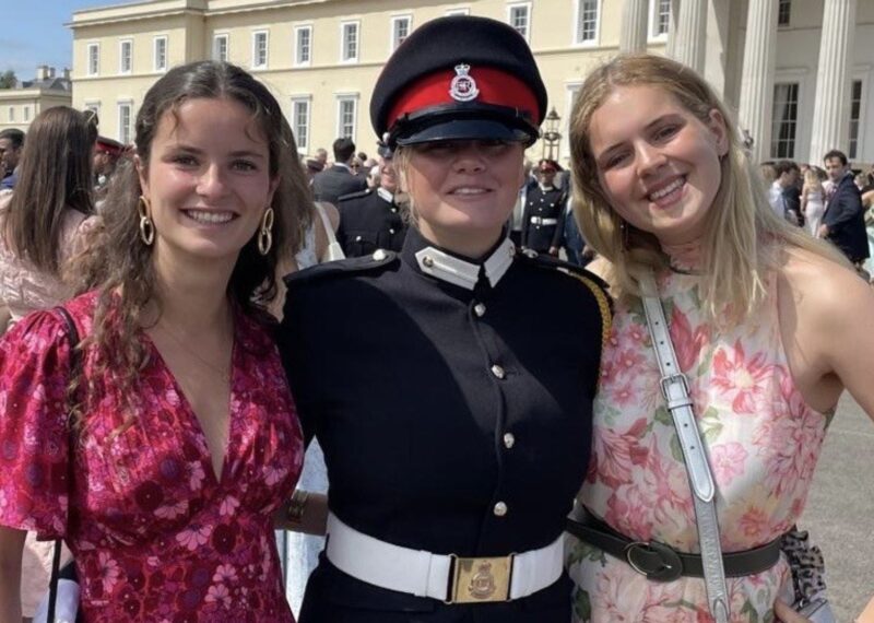 Phoebe and Harriat either side of Amelia at her Commissioning Parade.
