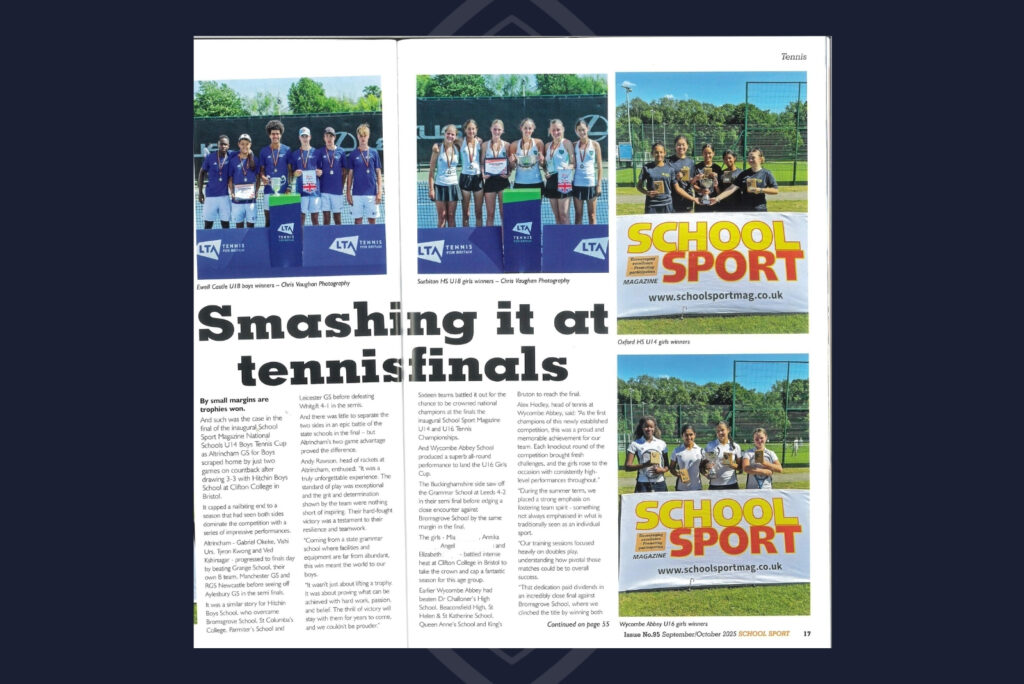 Picture of newspaper with an article in it that features our tennis girls.